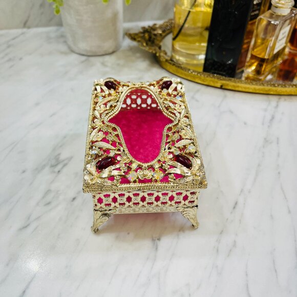VTG Hollywood Regency small tissue holder with jewels - Picture 11 of 17